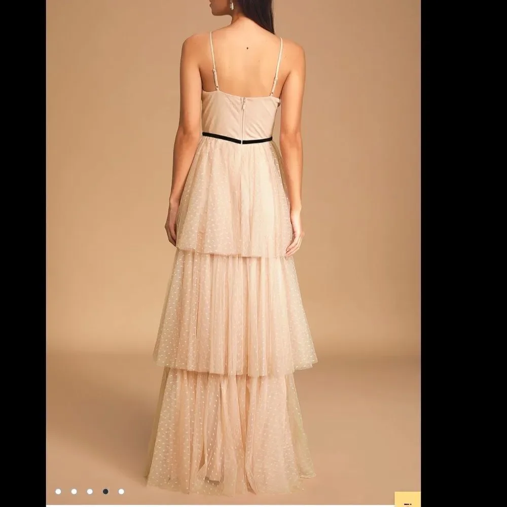 NWT Lulu*s Romantic Musings Blush Pink
Embroidered Lace Tiered Maxi Dress Large - Picture 6 of 14